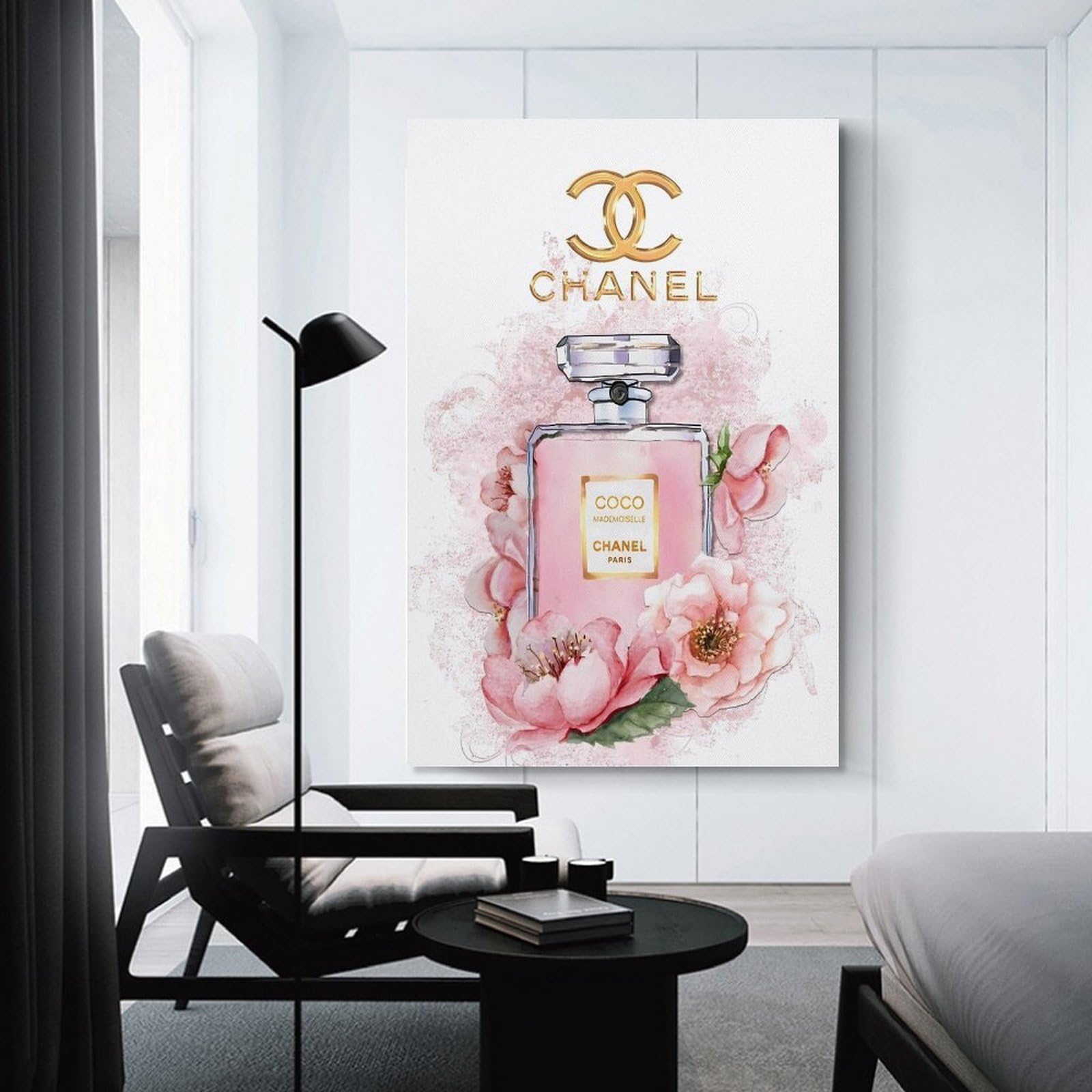 Coco Chanel Decorative Pink Flowers Perfume Art Poster (2) Poster