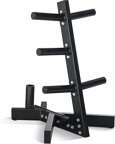 Vista 29 de CAP Barbell Estante de almacenamiento para árbol de placas olímpicas, varios colores Blanco