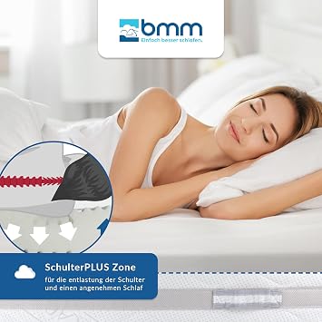 BMM Mattress 100 x 210 cm Comfort 23 H4 Extra Firm Cold Foam Mattress Oeko-Tex Certified Ergonomic 7 Zone Mattress Height 23 cm Mattresses Made in Germany Premium cold foam mattress with KSCell SilverCare cover and climate band for fresh balanced sleeping comfort.