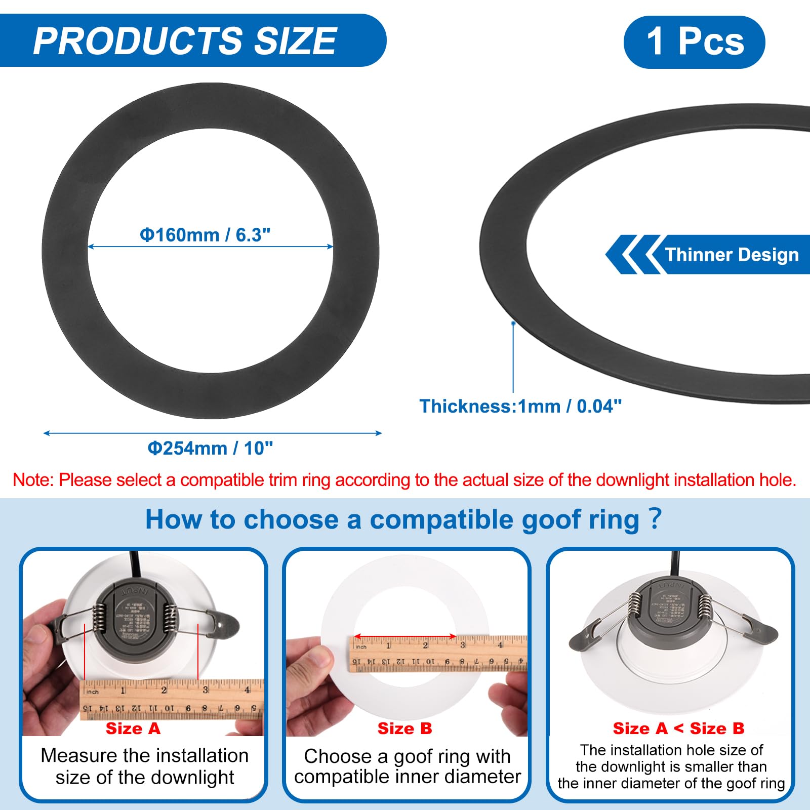 PATIKIL Goof Rings for 10 Inch Recessed Can Lighting Down Light, 4 Pcs Metal Goof Trim Rings Cover, Outer Diameter 10-inch - Image 2