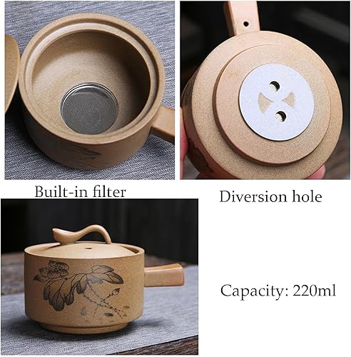 Miniatura 5 de Juego de regalo de té chino de gongfu, servicio automático, diseño de molino de piedra hecho a mano, tetera de cerámica hecha a mano, 6 tazas de té
