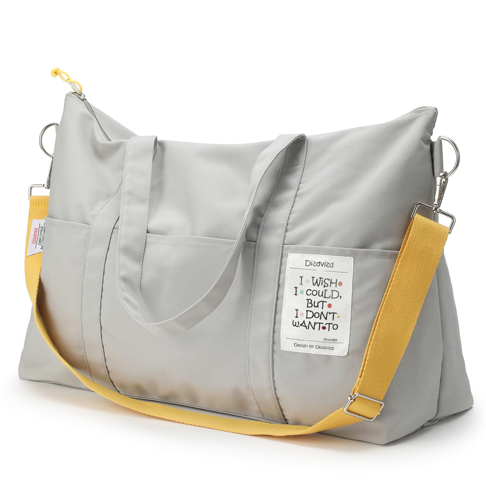 Sporttasche für Damen, Reisetasche für Kurz Trips, Übernachtungstasche Handgepäcktasche, Wasserdichte Sporttaschen für Gym, Yoga und Sauna, Grau