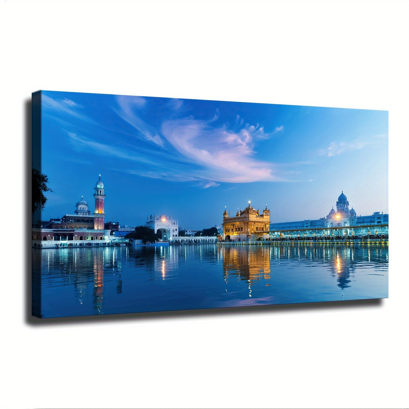Indian Golden Temple Mural Canvas Poster Wall Art Decor Print Picture Paintings for Living Room Bedroom Decoration (24×46inch_Unframed)