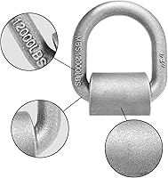 Vista 3 de Anillo en D de sujeción soldado, resistente, para remolque y camión, paquete de 4, anillo en D de 1/2 pulgada, con bolsillo para estaca, anillos