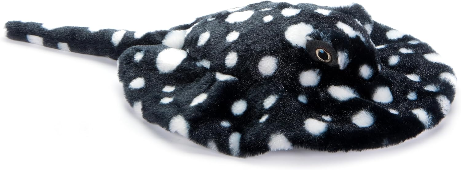 The Petting Zoo Diamond Stingray Stuffed Animal Plushie, Gifts for Kids, Earth Keeperz Sealife Animals, Zoologee Blue and White Stingray Plush Toy, 22 inches