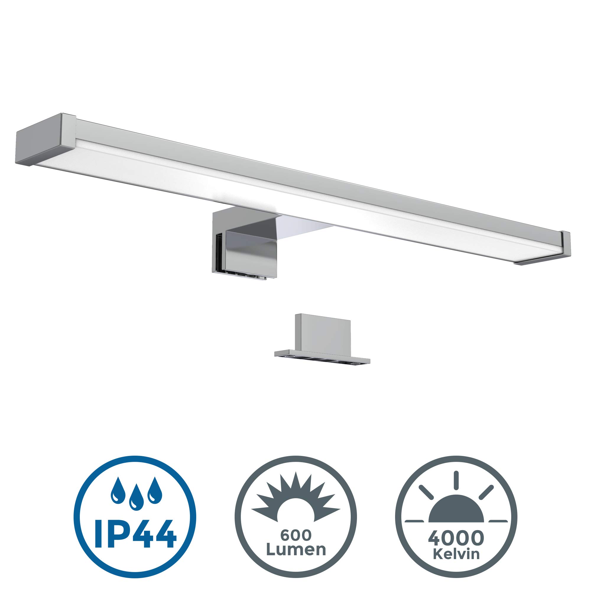 Lampada LED Da Specchio Bagno Maolo - 4000K Luce Naturale, IP44, Nero, 3W, Facile Montaggio - Foto 11