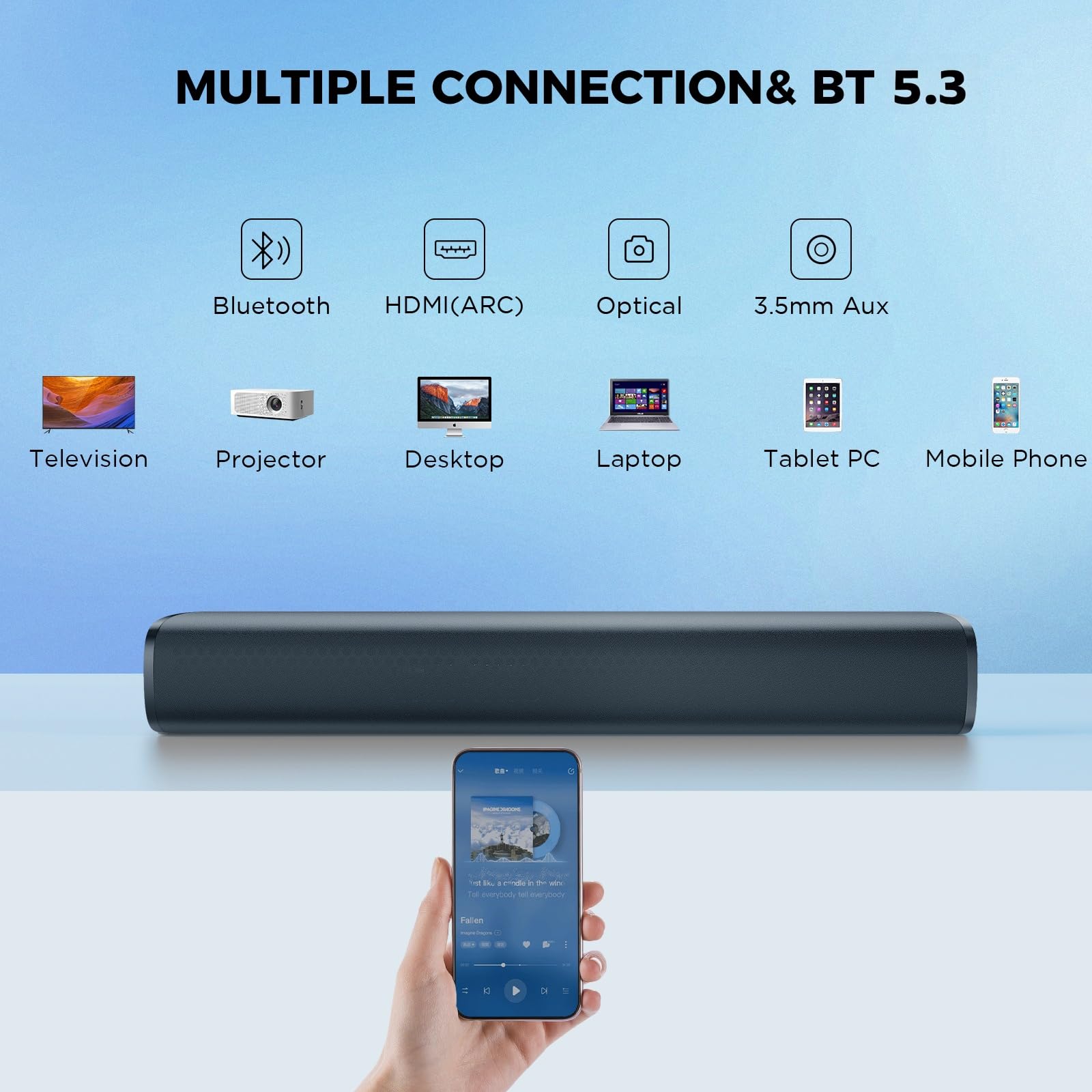 Amazon.com: MZEIBO Sound Bar, 50W Soundbar for Smart TV Bluetooth