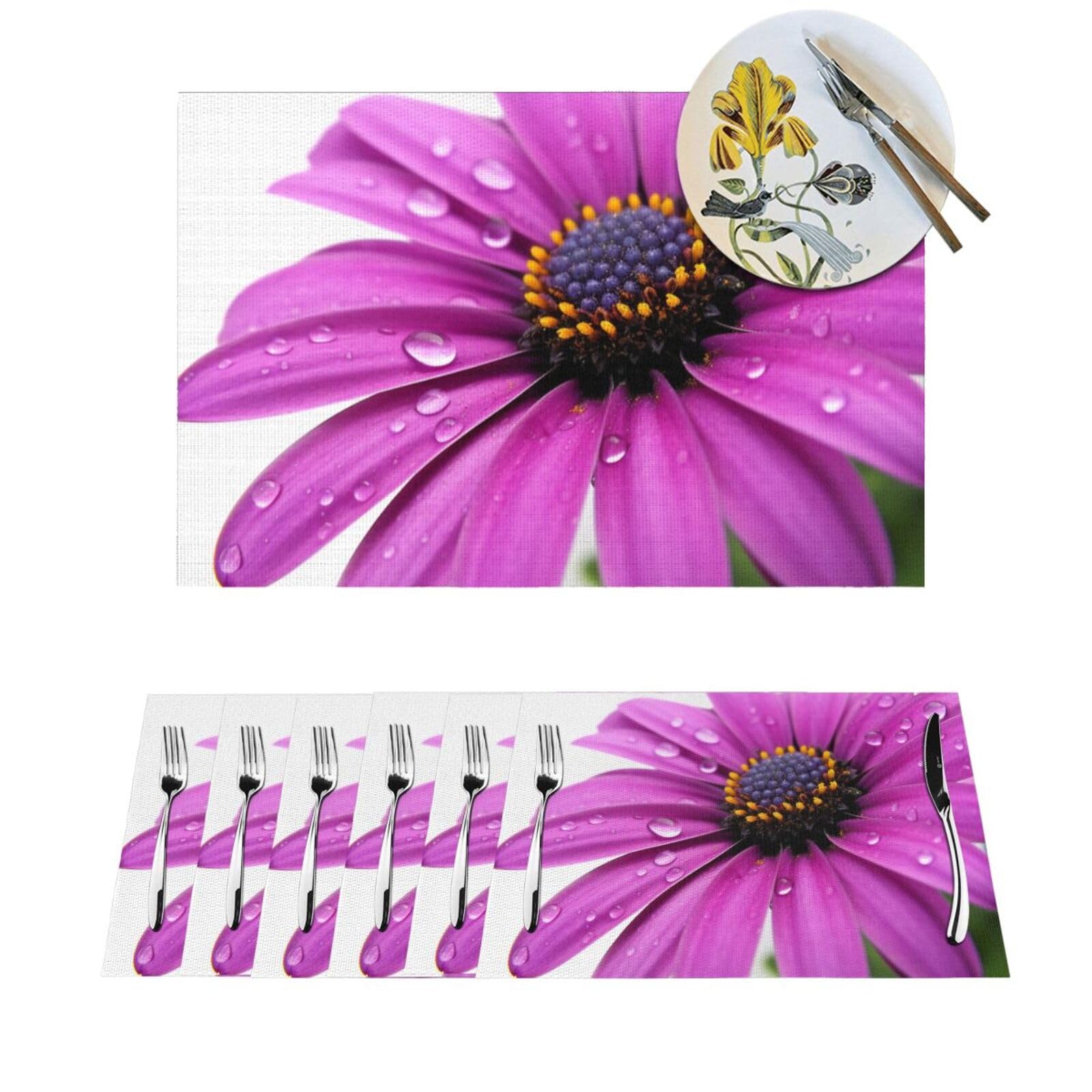Tapis de table marguerites violettes résistant à la chaleur pour salle à manger