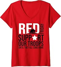 Womens Red Friday Support Our Troops Remember Everyone Deployed V-Neck T-Shirt