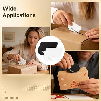 50 PCS Letter Openers Envelope Slitters, Compact Mail Opener Tool with Embedded Metal Cutter, Safe Envelope Opener for Letters, Documents and Light Packages, Black and White Set