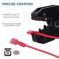 Vista 5 de HKS 150 PCS Conectores de Desconexión Rápida de Pala Hembra de Nylon - Rojo 22-18 AWG Kit de Conectores de Cable Eléctrico - Cobre Estañado