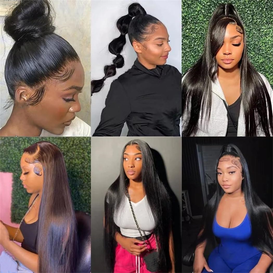 Womens Straight 360 Lace Front Human Hair Wig 30 32 Inch 220 Density HD Lace Pre Plucked Natural Hairline wigs