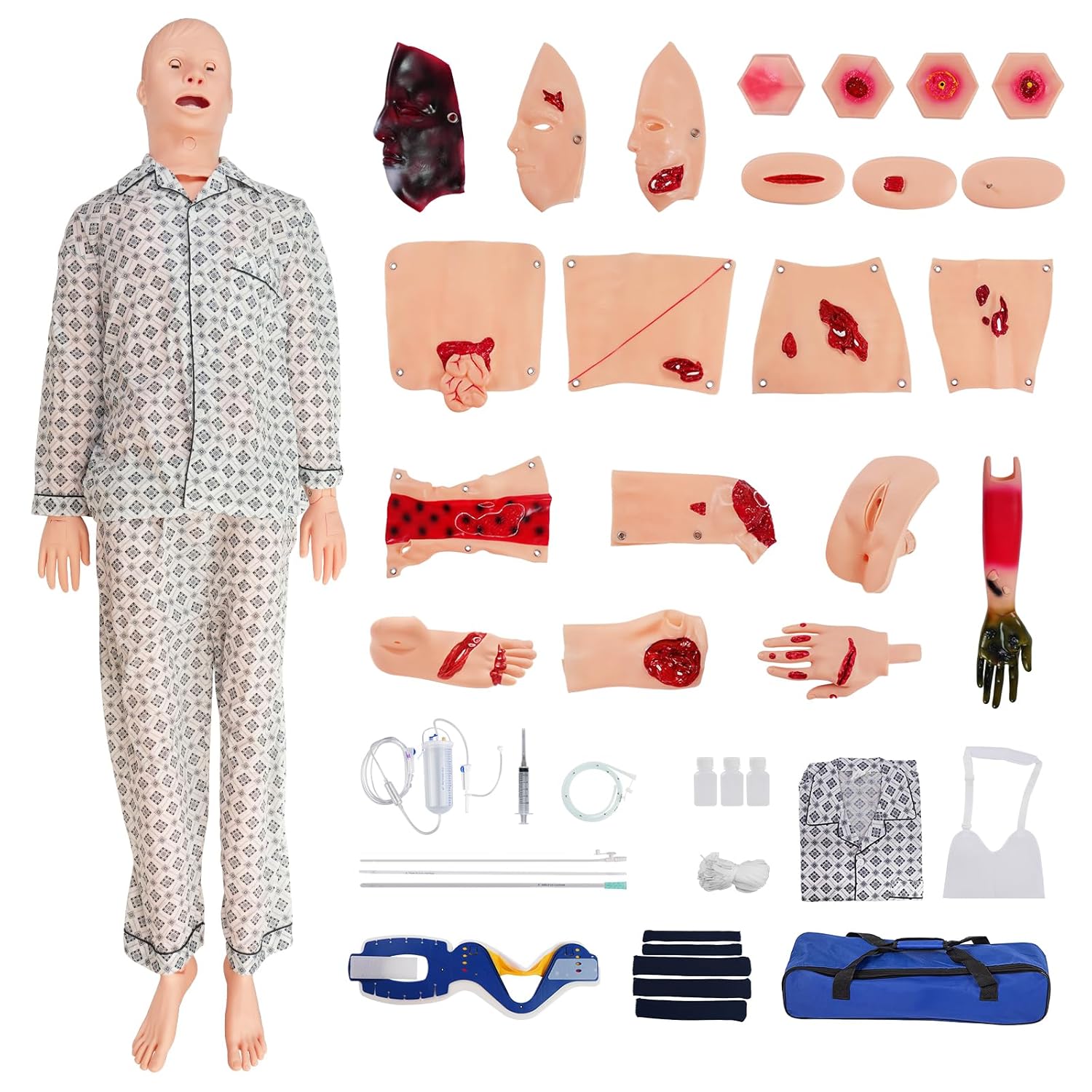 Medical Training Manikin, Life-Size Full Body Nursing Skills Mannequin for Patient Care, Multifunctional Male-Female Trauma Manikin Model, Nurse Training Dummy for Medical Education