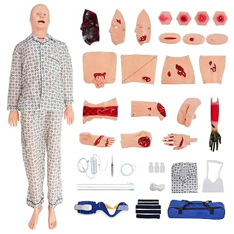 Medical Training Manikin, Life-Size Full Body Nursing Skills Mannequin for Patient Care, Multifunctional Male-Female Trauma Manikin Model, Nurse Training Dummy for Medical Education