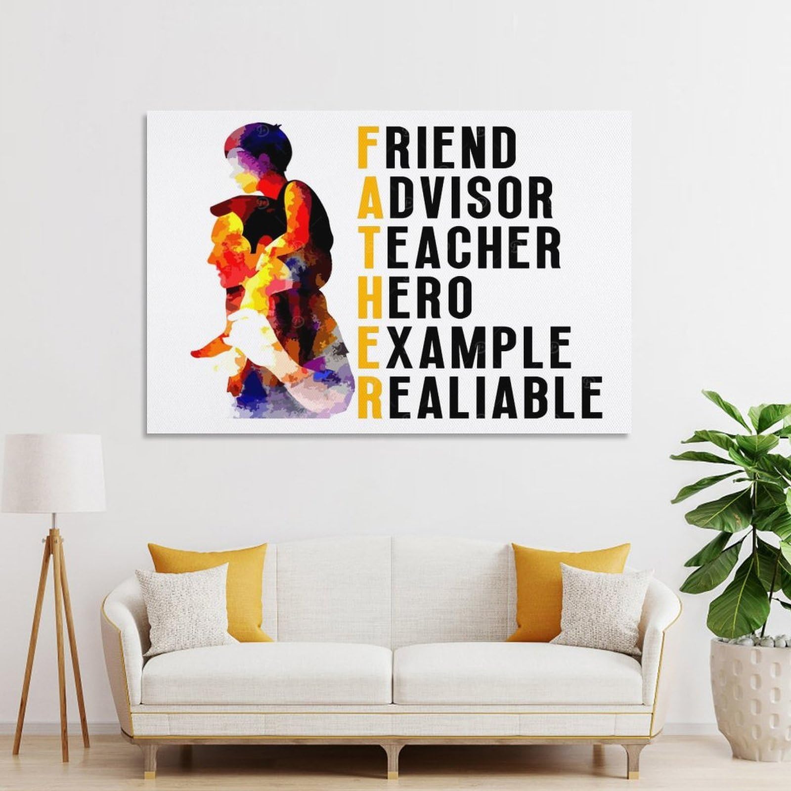 Junmoney Fathers Day Tribute Wall Art Print 24x36inch(60x90cm), for Lounge, Study, Hallway Or Flat Walls, Decorative Artwork with Broad Appeal