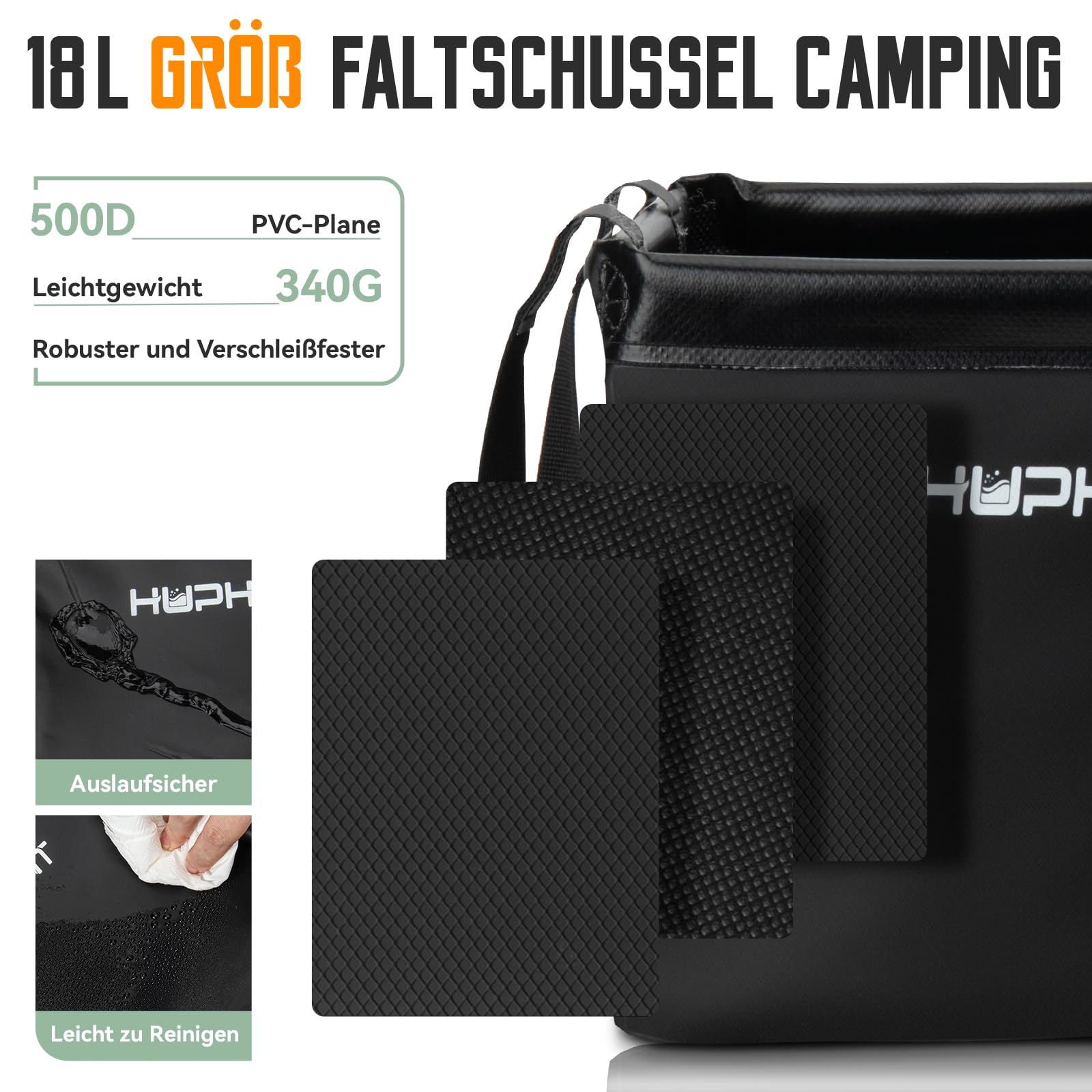Faltschüssel Camping 18L,Faltbare Outdoor Spülschüssel Waschschüssel,Spülwanne Camping Platzsparendes,Faltbare Spüle,Schwarz