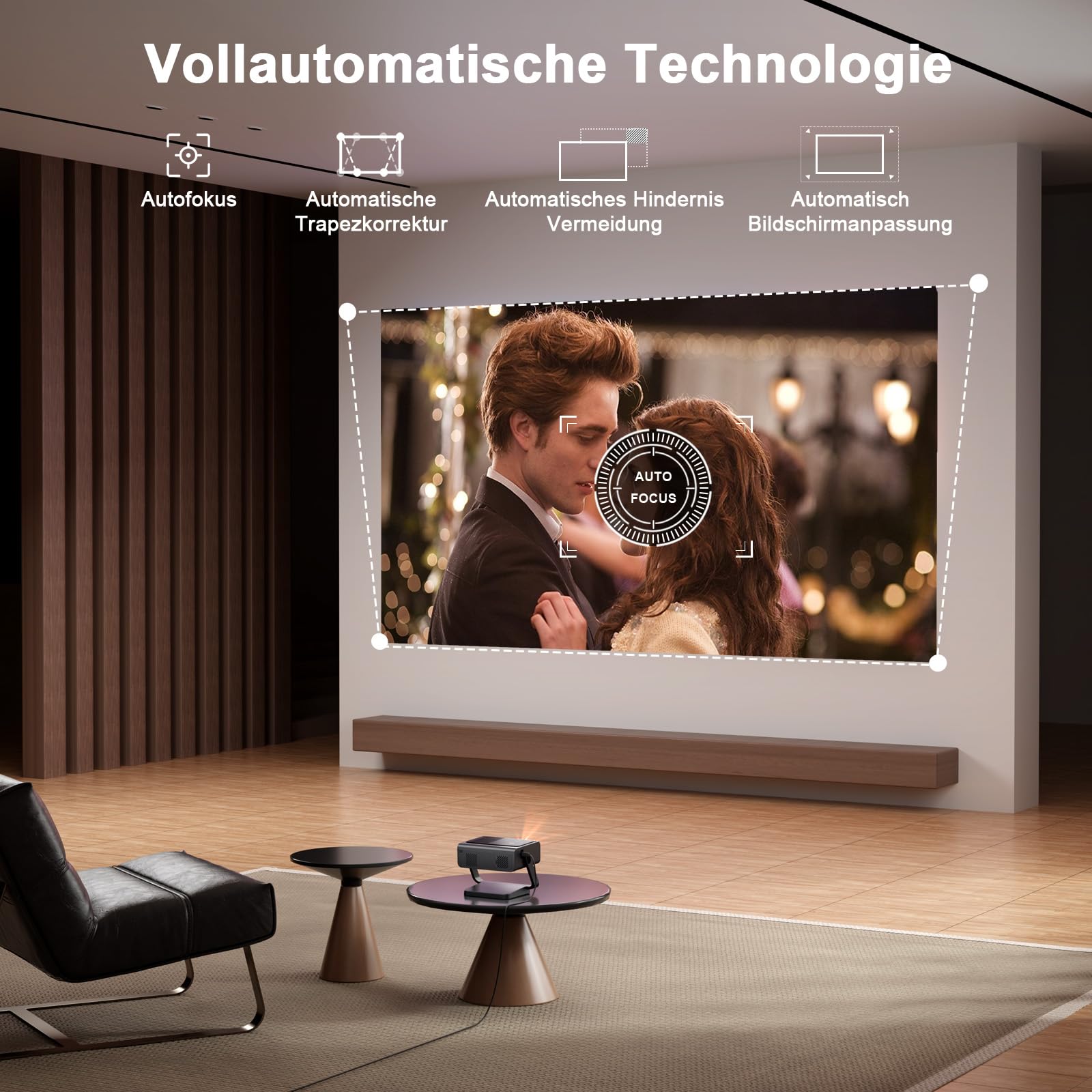 VOPLLS Smart Beamer 4K 40000 Lumen Full HD 1080P WiFi6 Bluetooth Projektor Heimkino Outdoor für PS5