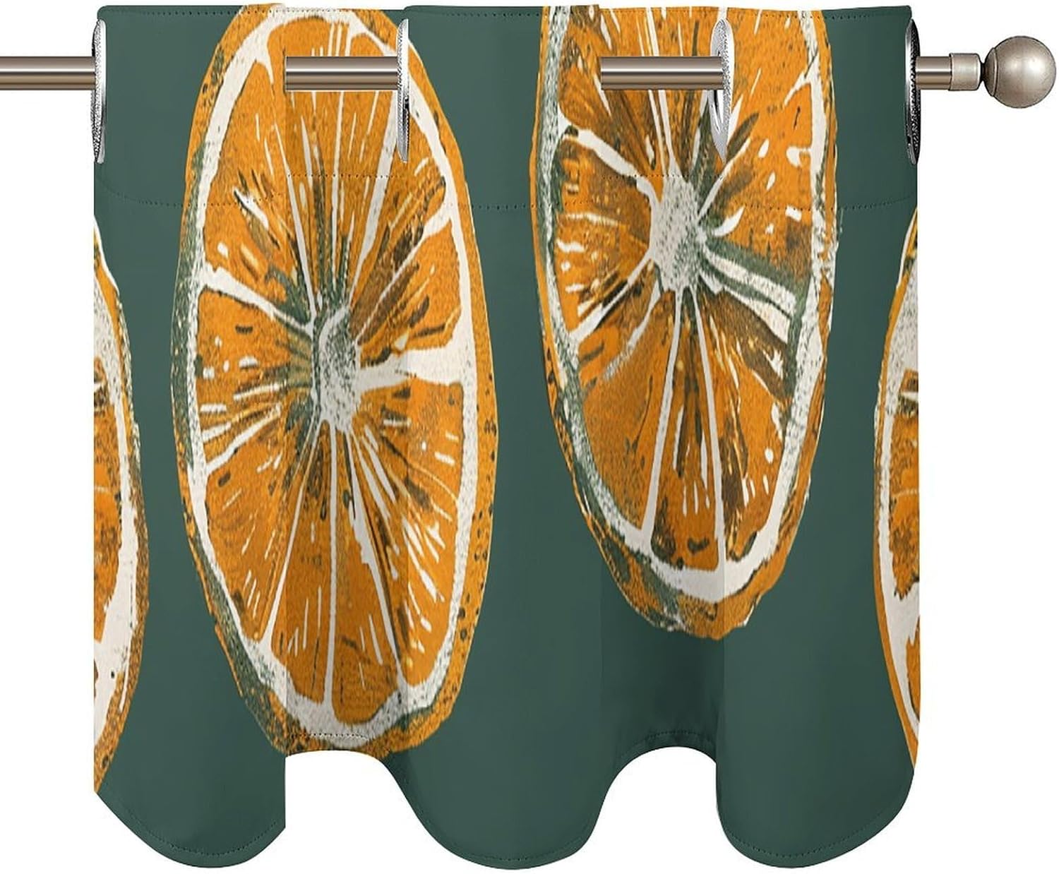 Hand Drawn Oranges Valance for Windows, 2 Pack Kitchen Curtains Modern Home Decor, Soft Blackout Window Curtains for Living Room & Bedroom, 18 X 52 Inch