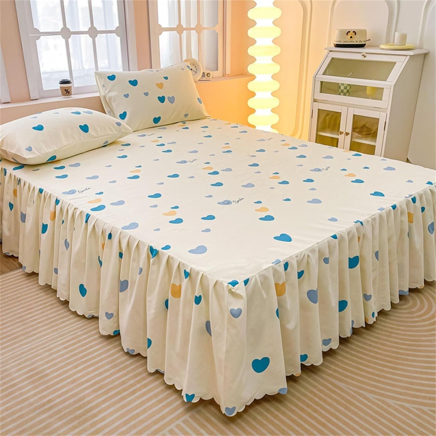 Drap-housse de cantonnière pour cacher le sommier et habiller le lit 180x200