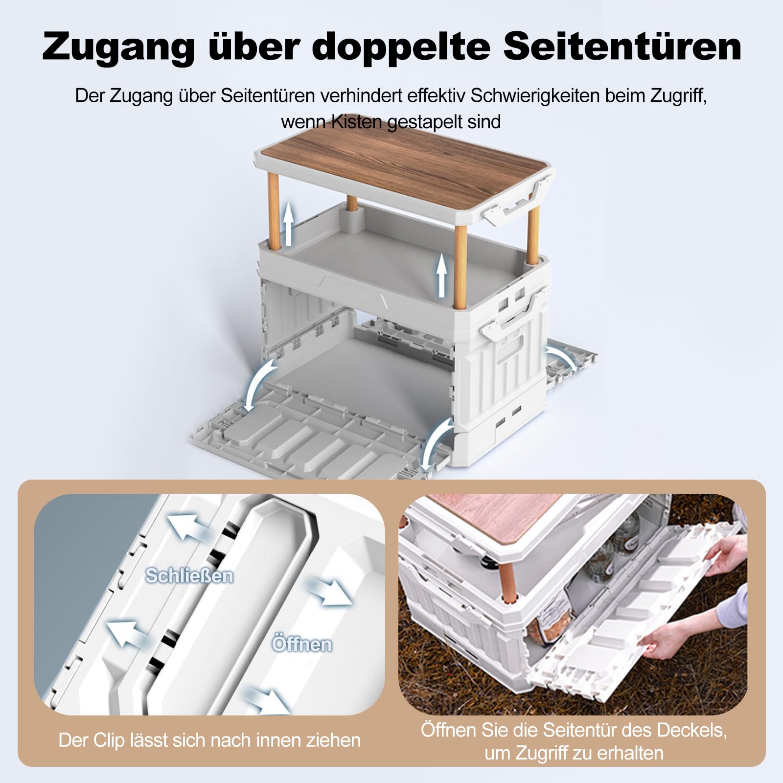 Ergocar Innen- Und Außenlagerbox, Klappende Camping -Aufbewahrungsbox Kann Die Oberseite Der Aufbewahrungsbox Mit Großer Kapazität Mit Türen Anheben, Die Für Kleidungsstaaten