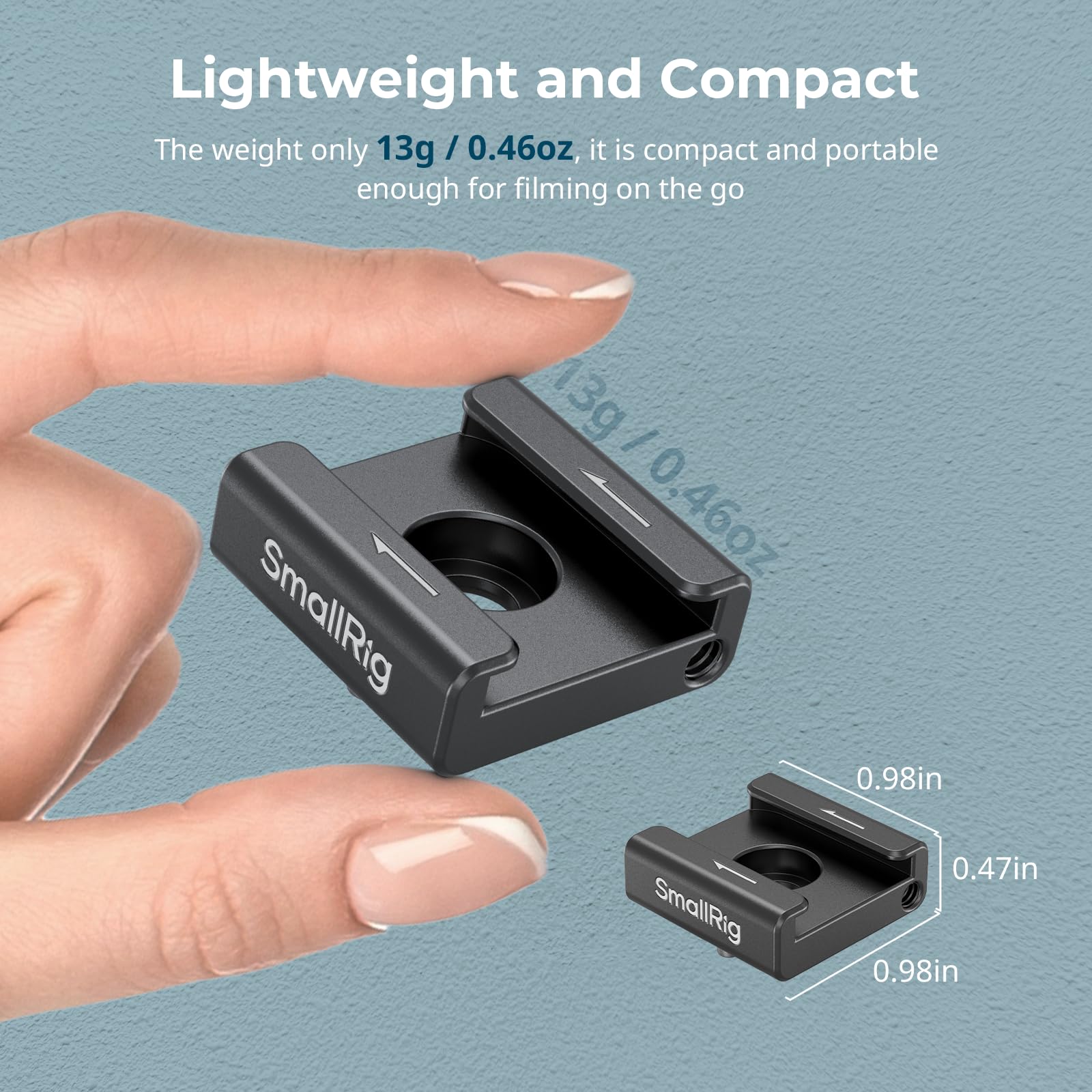 SMALLRIG Adapter mocowania na zimnej stopce Anti-Twist (2 szt.) ze śrubami 1/4"-20, do mikrofonu monitora lampy błyskowej LED, z bolcami zapobiegającymi skręcaniu, kompatybilny z klatką - 5032