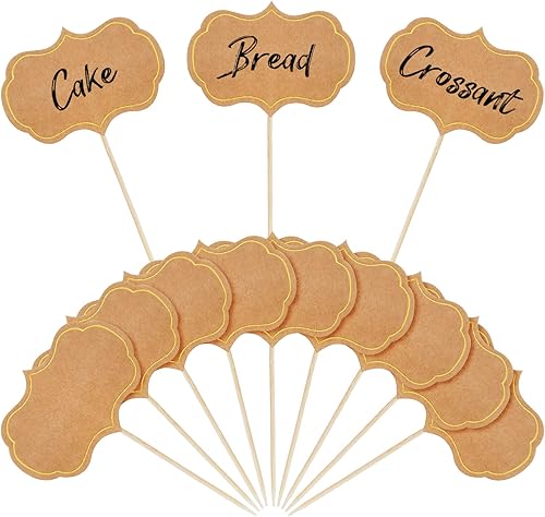 50 marcadores de queso para tablero de embutidos, etiquetas de bufé, etiquetas de alimentos, banderas de palillos de dientes en blanco, letreros de