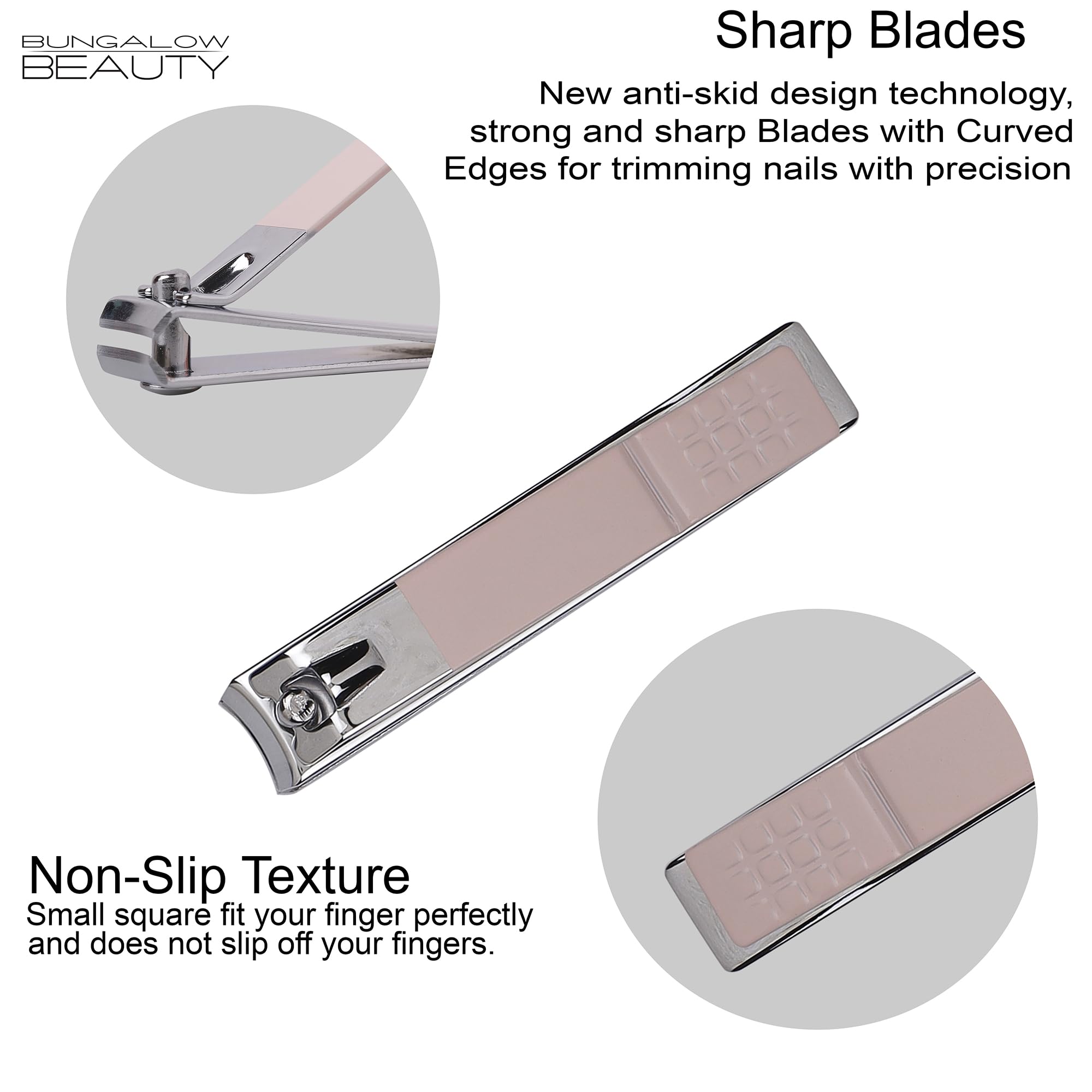 BUNGALOW BEAUTY - 12 PCS Stainless Steel Manicure Set | 1 Cuticle Nipper | 1 Cuticle Pick | 1 Cuticle Pusher | 1 Tweezer | 1 Double Pick | 1 Nail File | 1 Acne Needle | 1 Ear Cleaner | 1 Scissors | 3 Nail Clippers | Lead free | Cadmium Free | Free of Phthalates 2