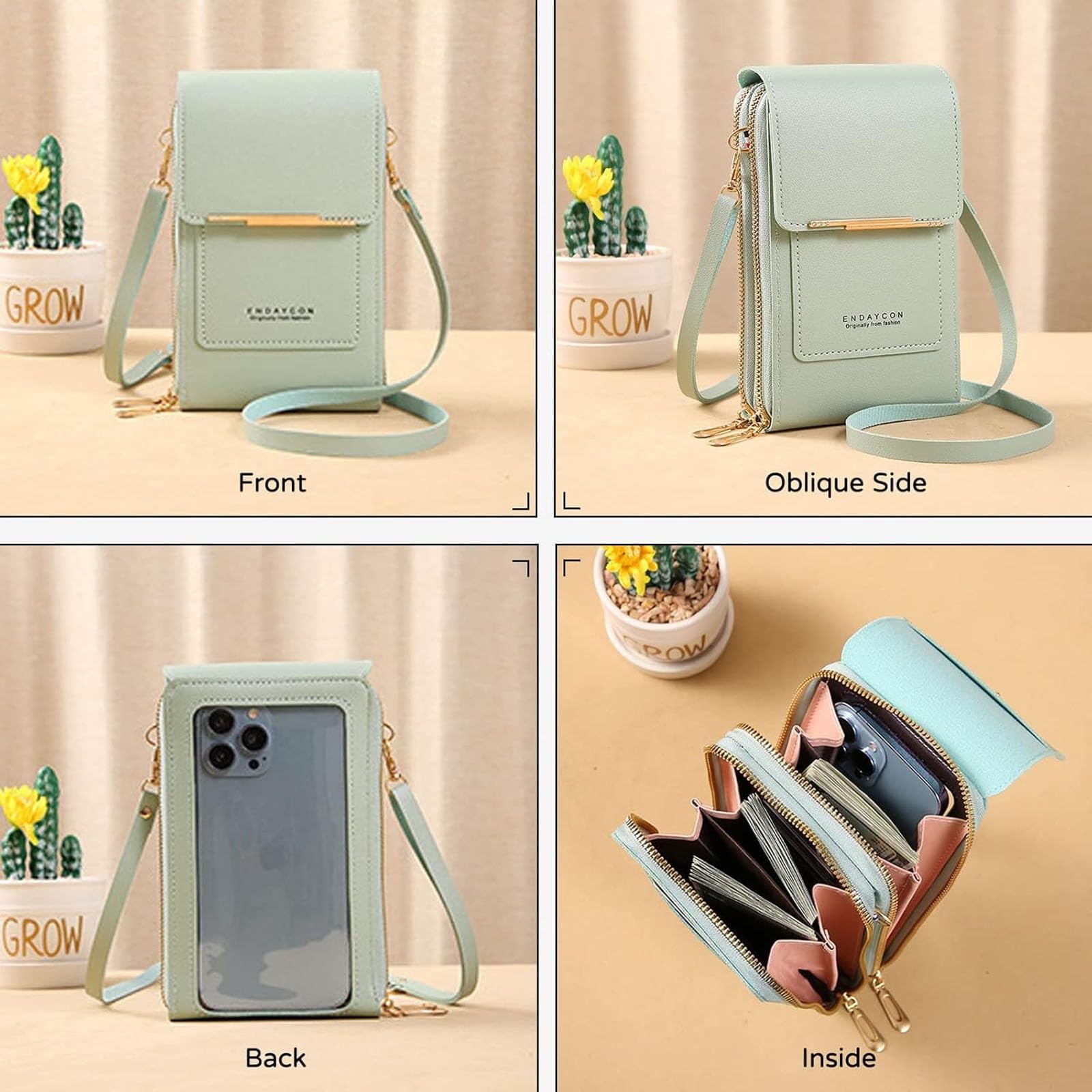 2026 Small Touchscreen Phone Crossbody Bag for Women,Anti-Theft Leather Messenger Bag Rfid Block Mobile Phone Purse - 5