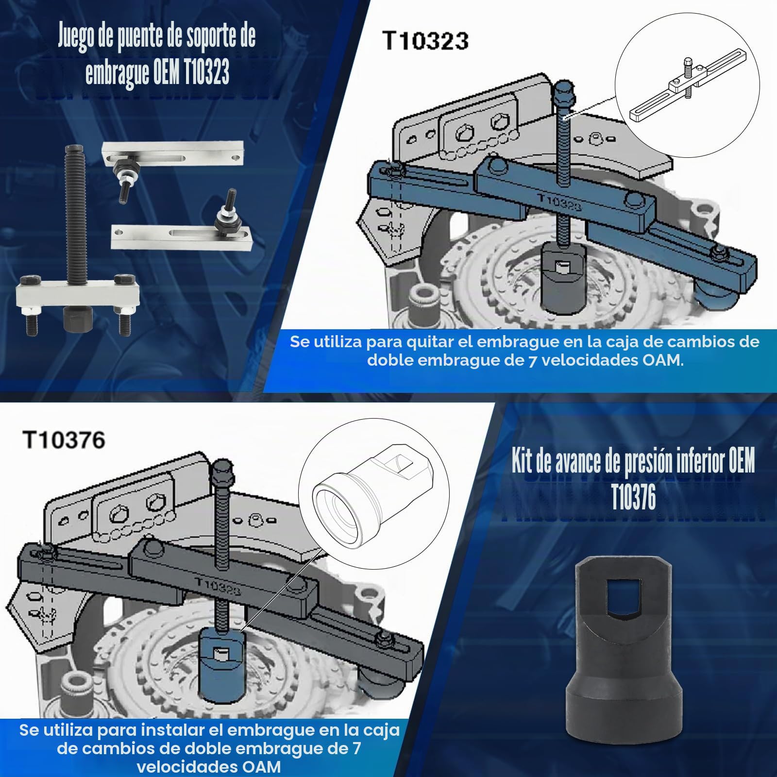 BELEY Kit de Extracción del Cuerpo de la Válvula para Desmontar la Transmisión de Doble Embrague para Volkswagen para Audi DSG de 7 velocidades T10373 T10374 T10376 T10376 T10323
