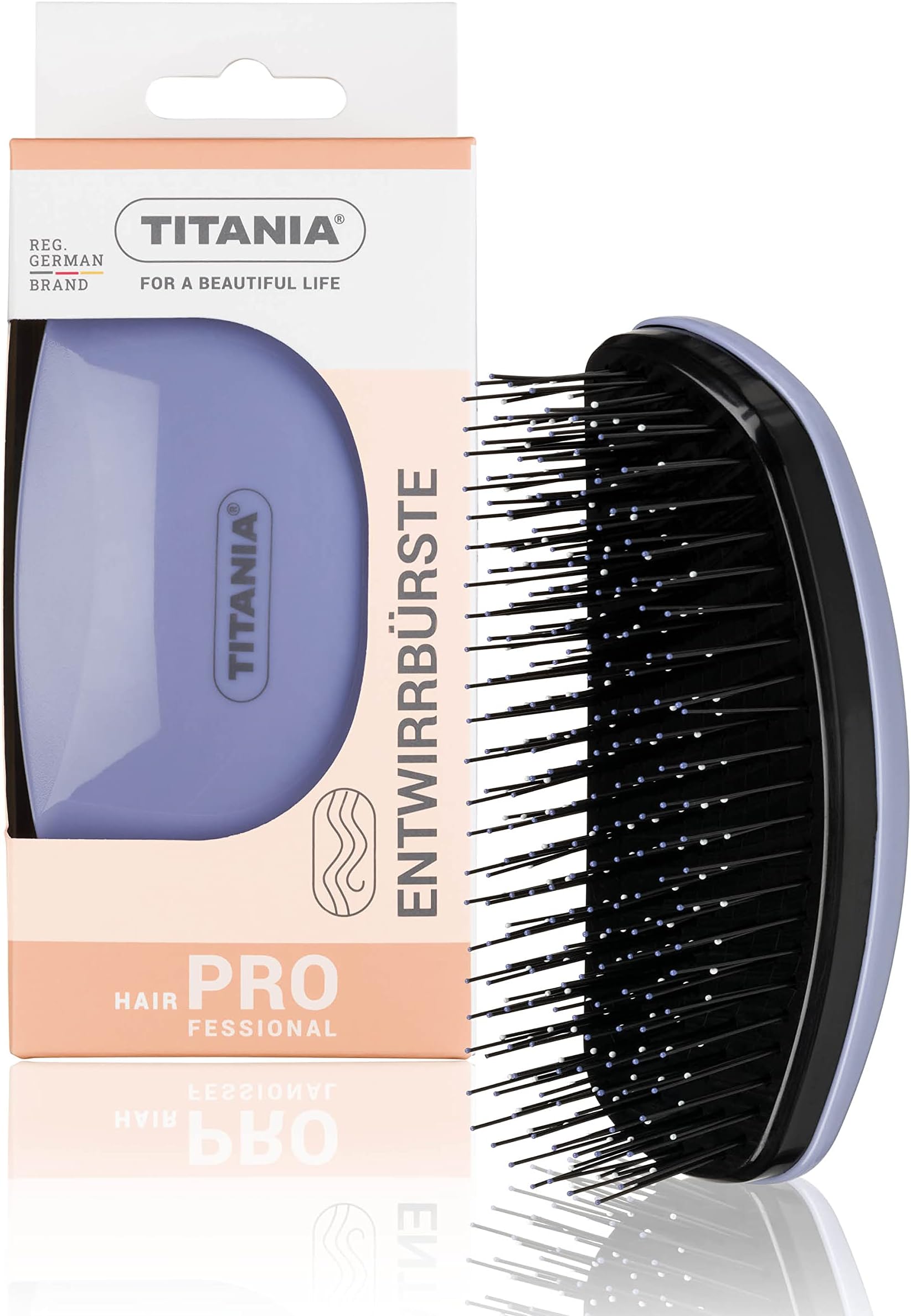 Titania Germany Black & Blue Detangling Hair Brush - Ergonomic Dry & Wet Hair Detangler with Bio Tech Bristles For Smooth Shiny Finish - Best For Straight, Curly & Fine Natural Hair, Extensions & Wigs