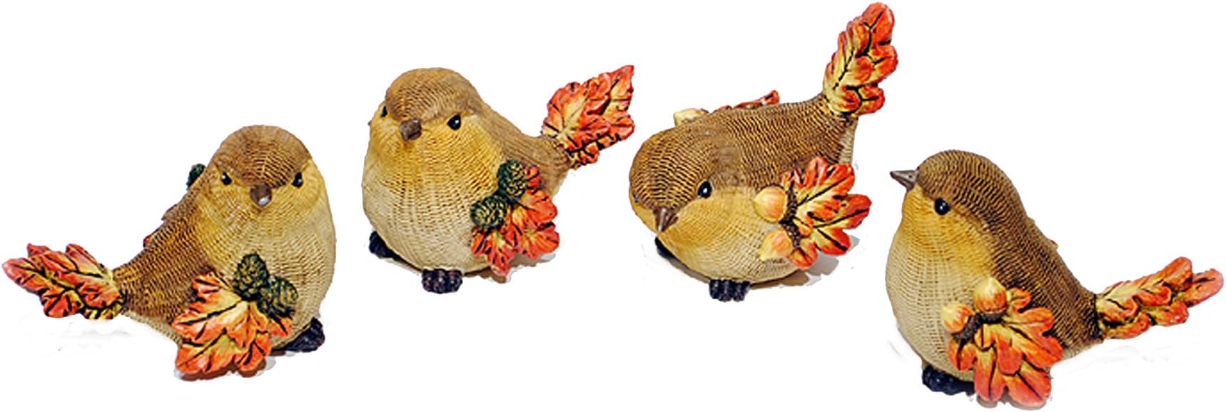 Transpac Imports Resin Maple Leaf Autumn Bird Figure - Set of 4