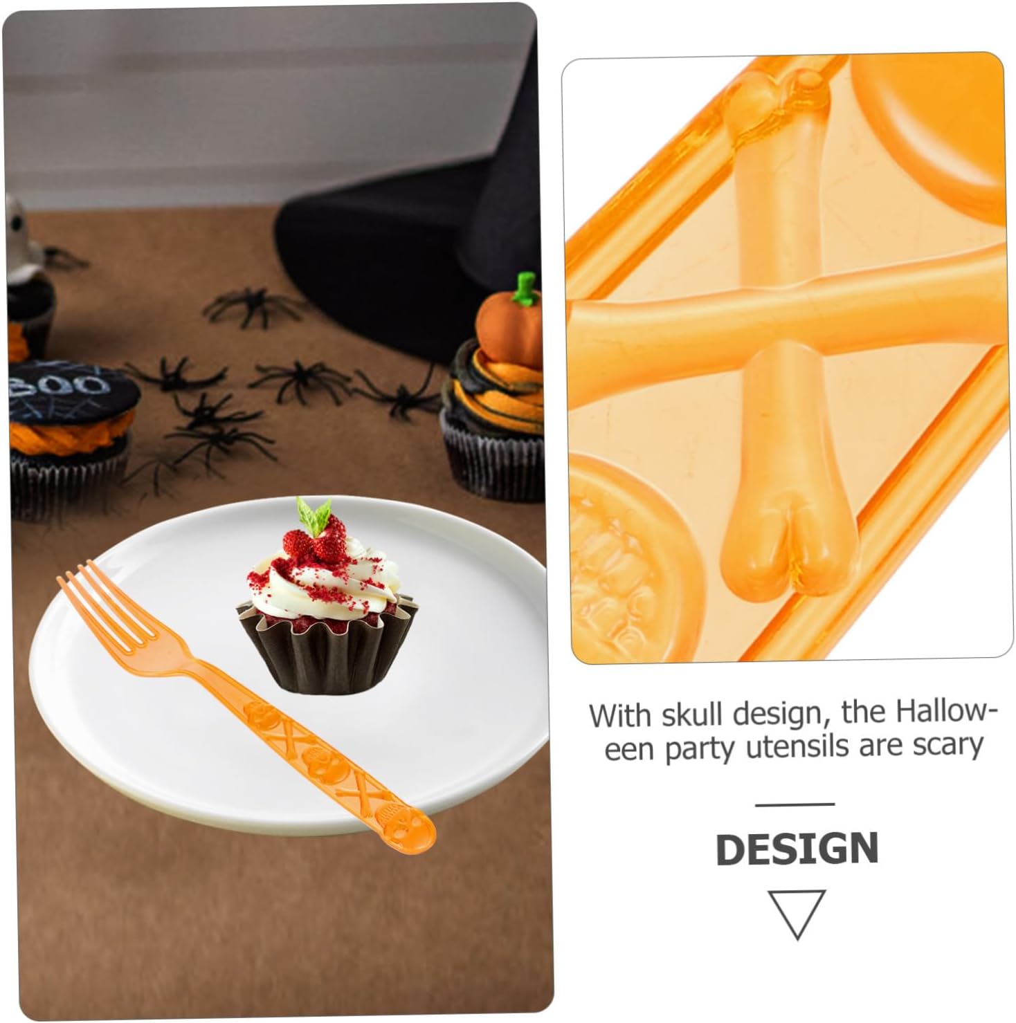 Halloween Tableware 12pcs Plastic Skull Utensils for Halloween Season Party