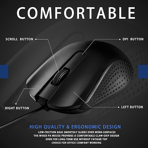 Miniatura 4 de 30 piezas de mouse con cable USB, mouse de 3 botones, mouse USB a granel para PC, escritorio, laptop, computadora, oficina, escuela, suministros