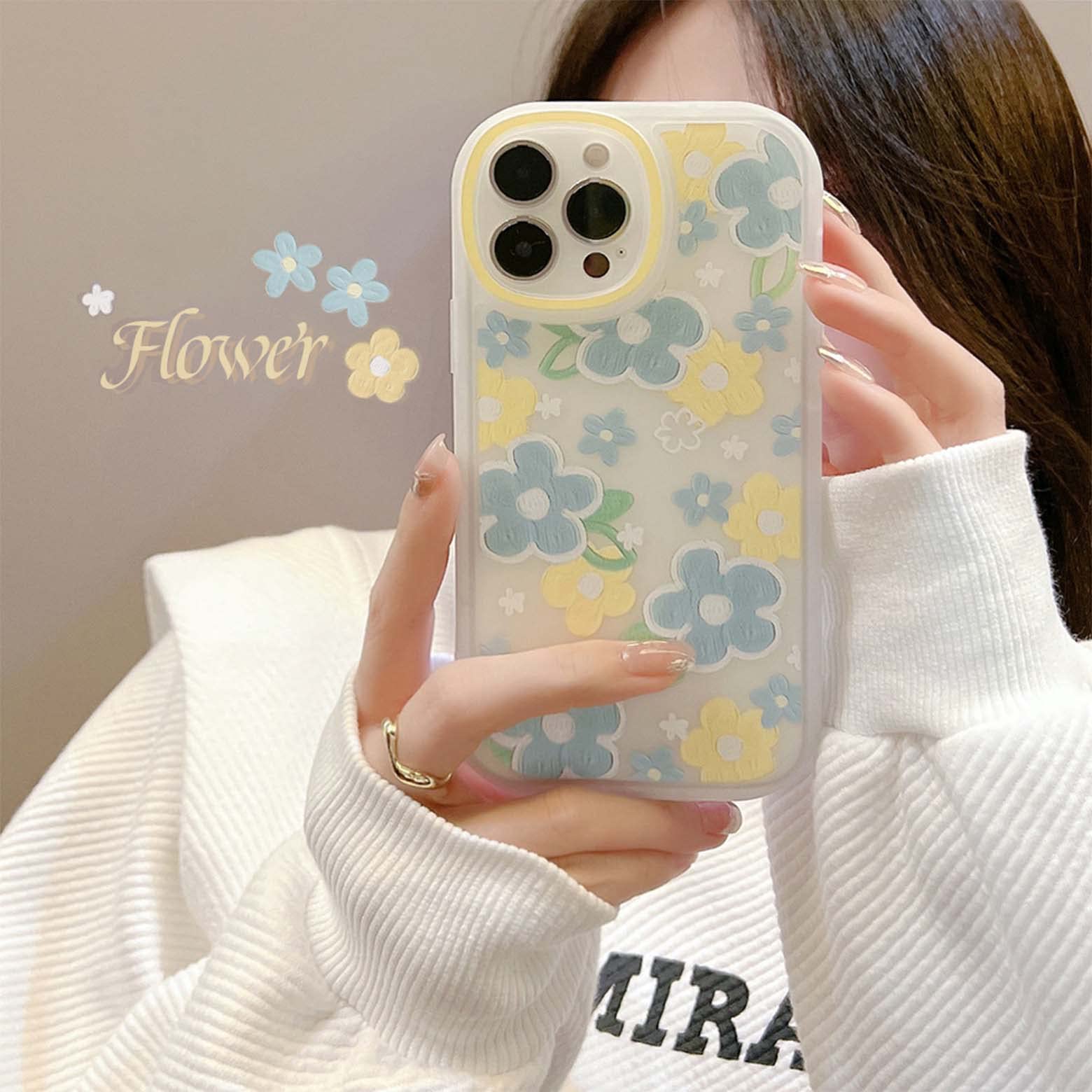Custodia per Telefono Margherita Fiori Colorati Moda per iPhone 13 PRO Max 12 11 X XS XR 7 8 Plus SE 2020 Custodia Morbida Antiurto Trasparente,Fiori Gialli,per iPhone 7