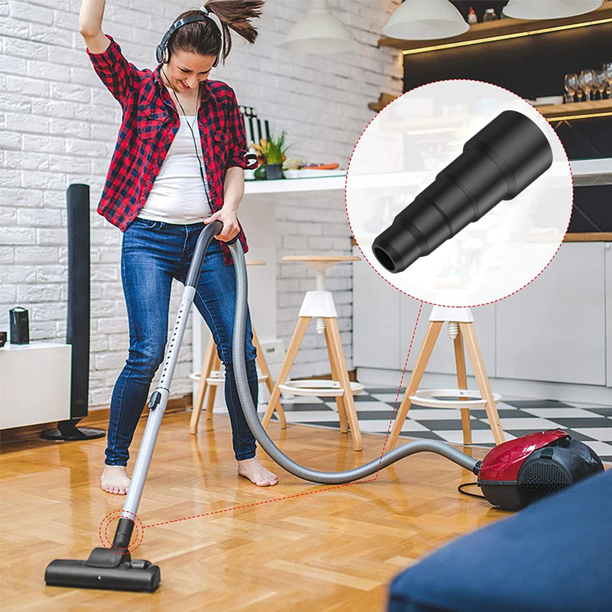 4Pcs Universal Vacuum Cleaner Adapter 5-Layer Vacuum Hose Connector 23-50mm Professional Extraction Hose Adaptor Replacement Wet Dry Vacuum Cleaner Attachment Converter Brush Suction Head Connector