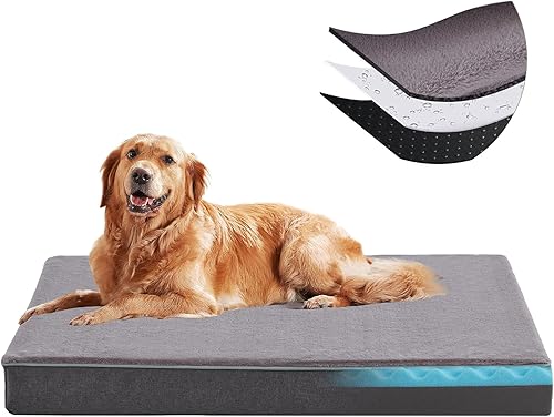 URGVANZ PET Momery Foam Dog Bed, Dog Beds for Large Dogs, Plush Orthopedic Dog Bed for Senior and Arthritic Dogs, XL Cooling Dog Bed with Removable