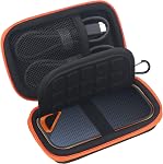 Lacdo Hard Carrying Case for SanDisk Extreme Pro/SanDisk Extreme Portable External SSD 500GB 1TB 2TB 4TB USB-C Solid State Drive EVA Shockproof Protective Storage Travel Bag, Black+Orange