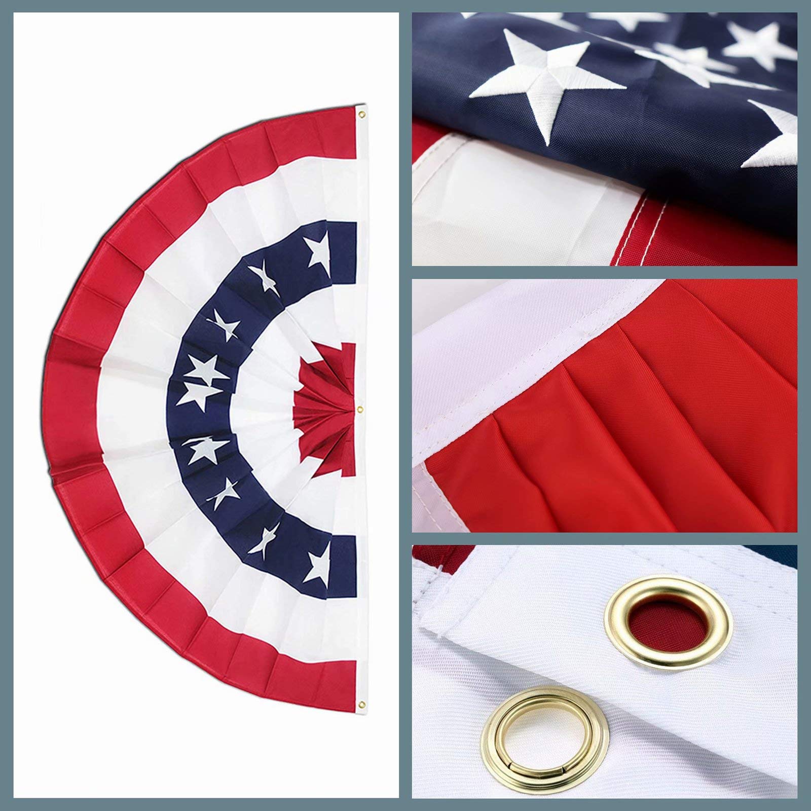 4 szt. USA plisowana flaga wachlarza dekoracje na dzień niepodległości - 9 x 150 cm amerykański baner chorągiewka flaga patriotyczna półwachlarz baner flaga z mosiężnymi oczkami na 4 lipca dekoracja na Dzień Pamięci
