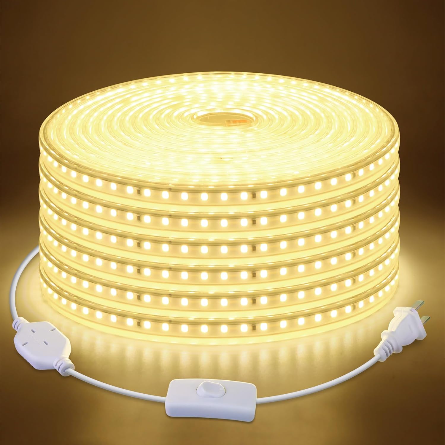 LED Strip Lights Outdoor,Super Brightness 2400 LEDs 65.6Ft Outdoor Rope Lights Waterproof,Cuttable 3500K Warm White Flexible Tape Light for Home, Kitchen,Garden, Patio Lighting
