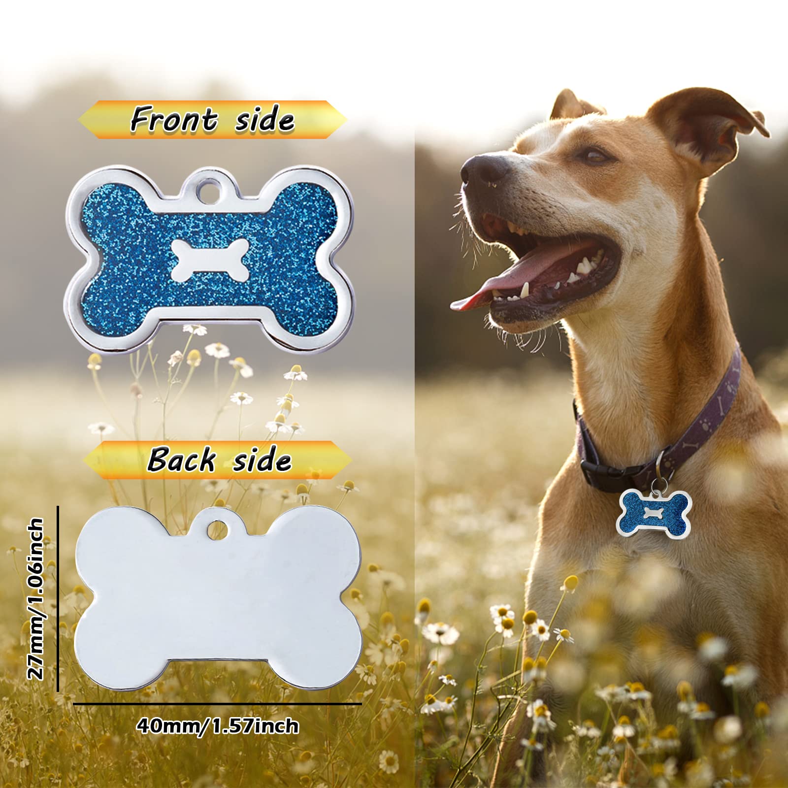 Customized Dog tags personalized for pets and Cat Tag,Stainless Steel Pet ID Tag Dog Name Tags Front and Back Engraving (Bone,Silver)