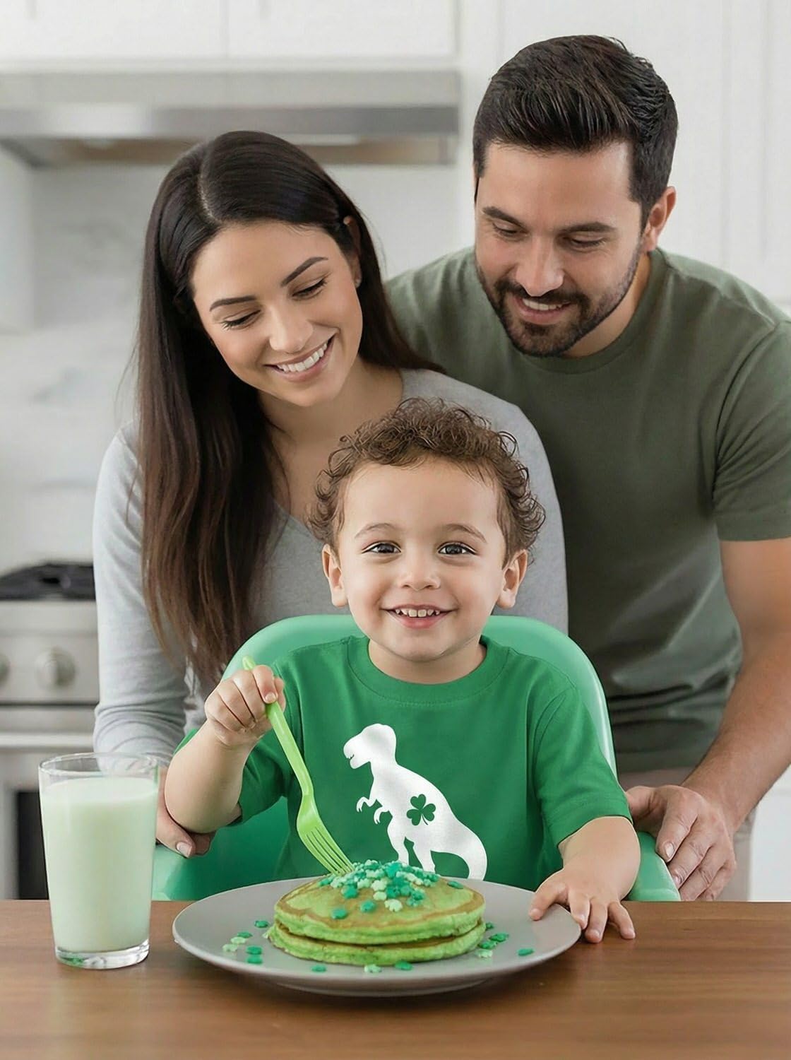Tstars St Patrick's Day Dinosaur Shirt - Irish Shamrock Clover Infant & Toddler Kids Tee for Boys Girls
