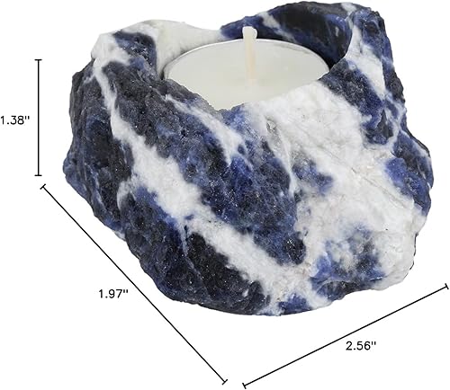 Miniatura 7 de Rockcloud Soporte de vela de sodalita azul cruda natural, soporte para plantas de aire, piedra curativa, decoración del hogar