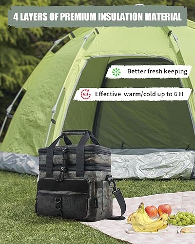 Vista 9 de JOYHILL - Lonchera táctica para hombres, con aislamiento térmico y bolsa extraíble para botellas, hielera duradera, moderna, grande, a prueba