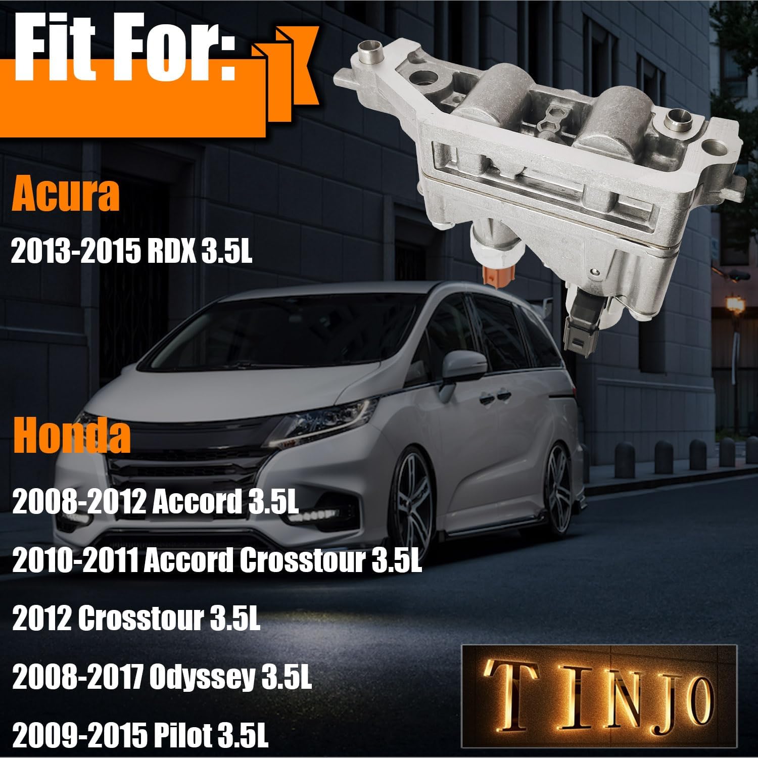 Engine Variable Valve Timing (VVT) Solenoid: Compatible with Honda Accord 2008-2012, Odyssey 08-17, Pilot 2009-2015 - Front Spool Valve Assembly #15810-R70-A04, 918-056