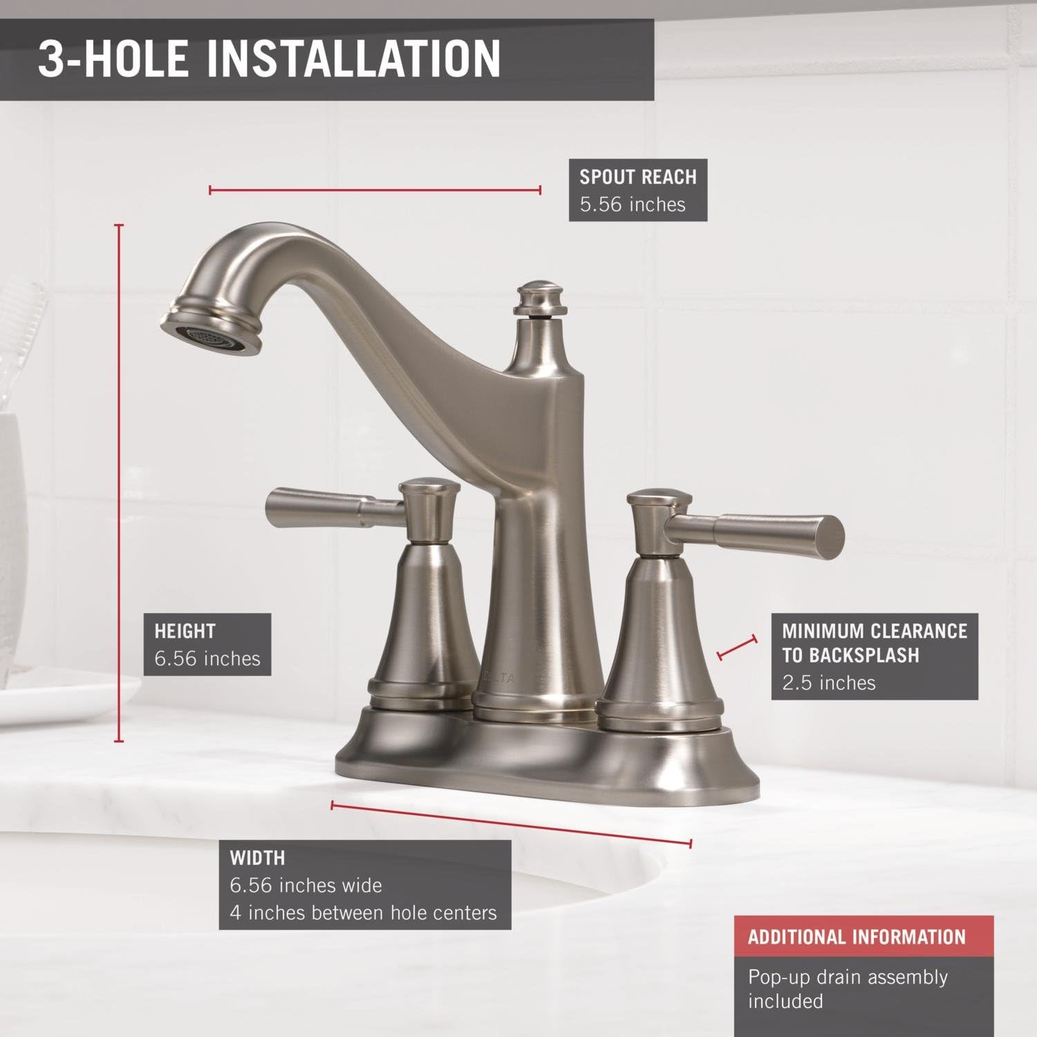 Prоmо Dіѕсоunt Uр Tо 70% оƒƒ Delta Faucet Mylan Centerset Bathroom Faucet Brushed Nickel, Bathroom Sink Faucet, Drain Assembly, Worry-Free Drain Catch, SpotShield Brushed Nickel 25777LF-SP