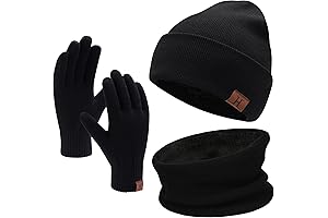 Men's Winter Beanie Hat Scarf Touchscreen Gloves Set
