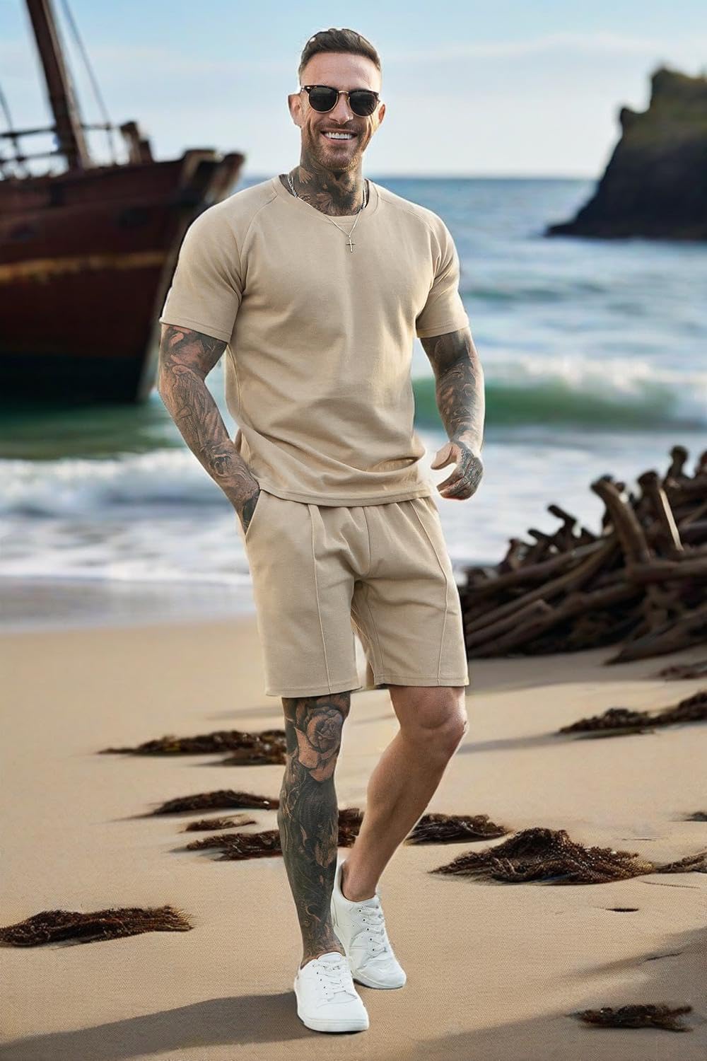 GINGTTO Mens Short Sets 2 Piece Outfits Fashion Summer Tracksuits Casual Set - Image 3