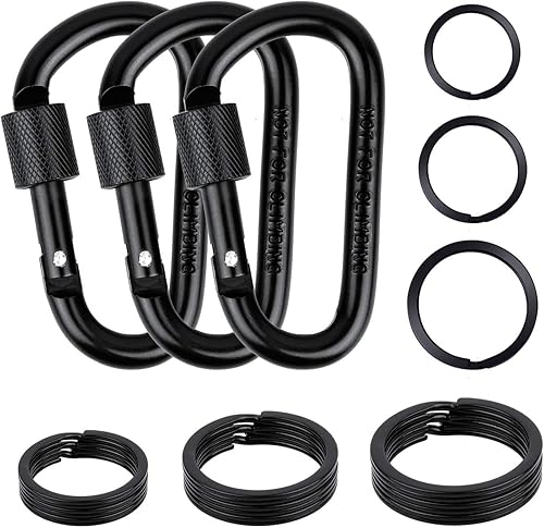 Cridoz Mosquetón de bloqueo en D con llavero plano