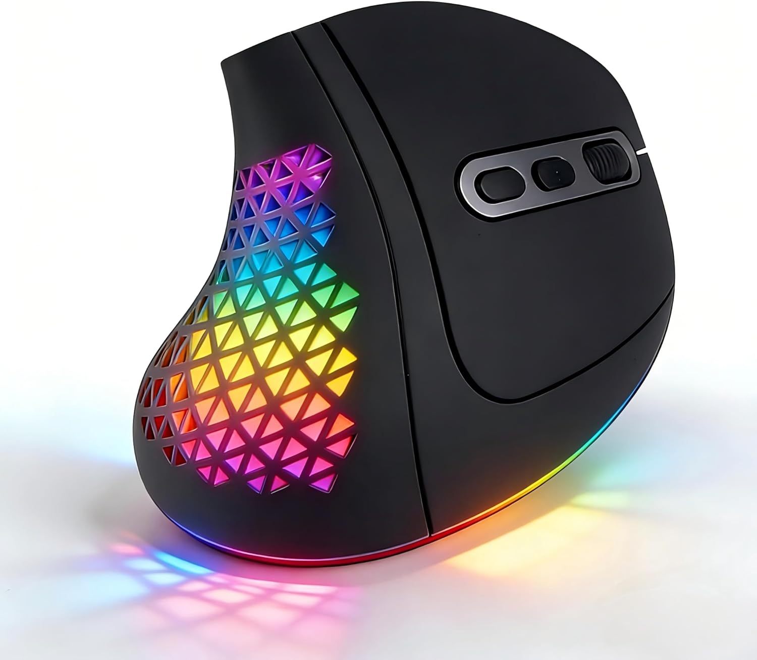 Bluetooth Wireless Dual-Mode Vertical Mouse - Silent Click, Ergonomic Comfort for Office & Home Use, Rechargeable with LED Breathing Light, Compatible with Multiple Devices (Black)