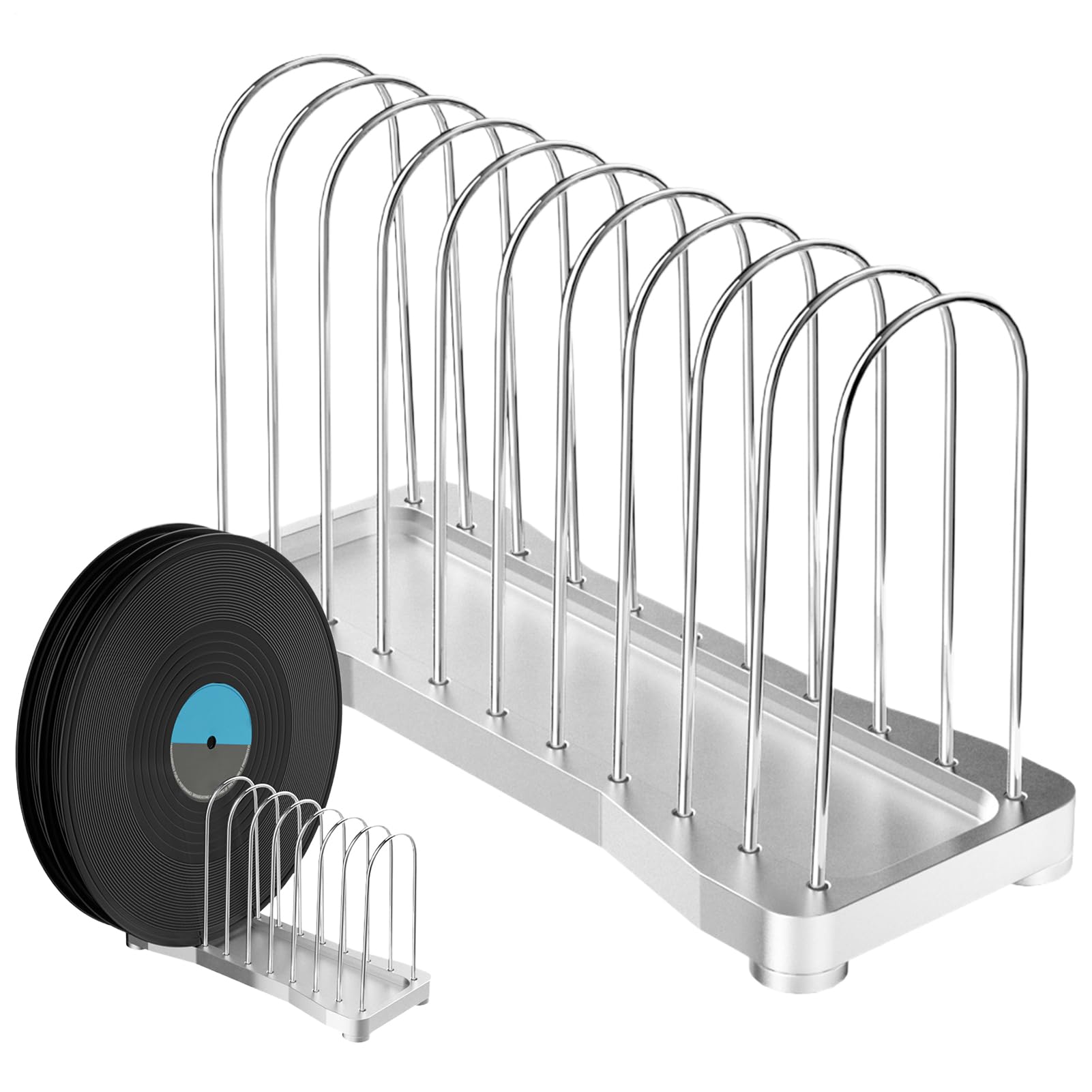 Organizador de vinilos de metal con 10 ranuras para mesa
